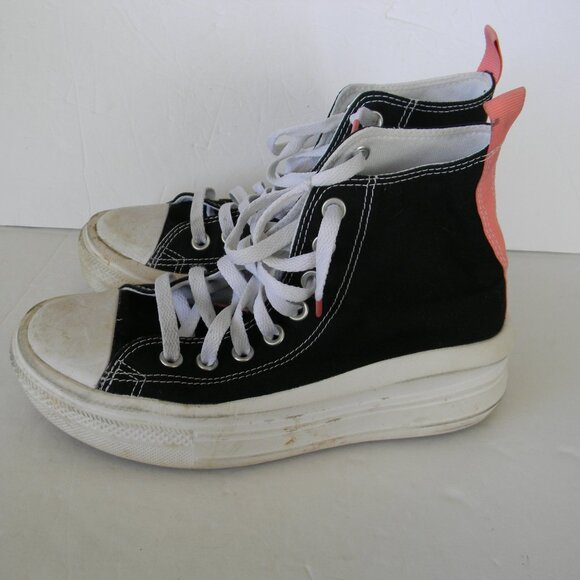 CONVERSE CHUCK TAYLOR ALL STAR BLACK/WHITE PINK STRIPE PLATFORM HIGH TOPS SZ 5 - Picture 1 of 9